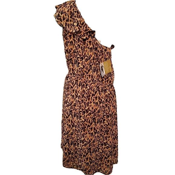 Miss Tina Dresses & Skirts - Tina  Knowles One Shoulder Ruffle  Leopard Print Dress  Size . 12/14